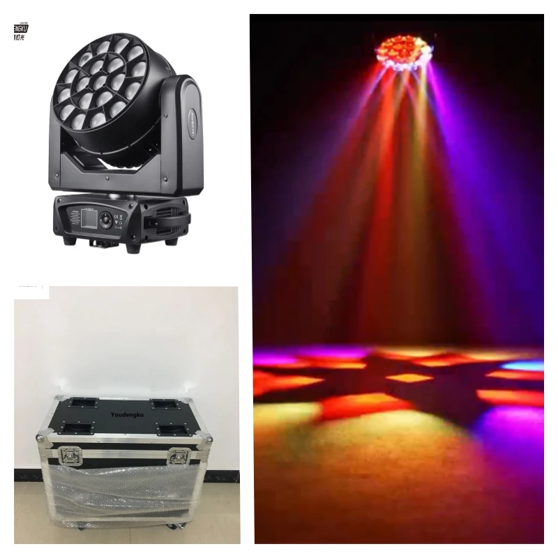 

6 шт. с футляром, сцена, дискотека, диджей, концерт, театр, 19x15 Вт, RGBW, вращающийся зум, пчелиный глаз, светодиодный светильник с подвижной головкой, окрашивающий свет