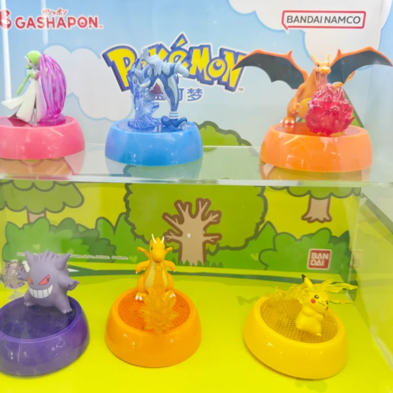 

Bandai настоящие фигурки покемонов Mimikyu Greninja Mewtwo Charizard Gengar Pokemon Gashapon Glow Series Модель Коллекция игрушек из ПВХ