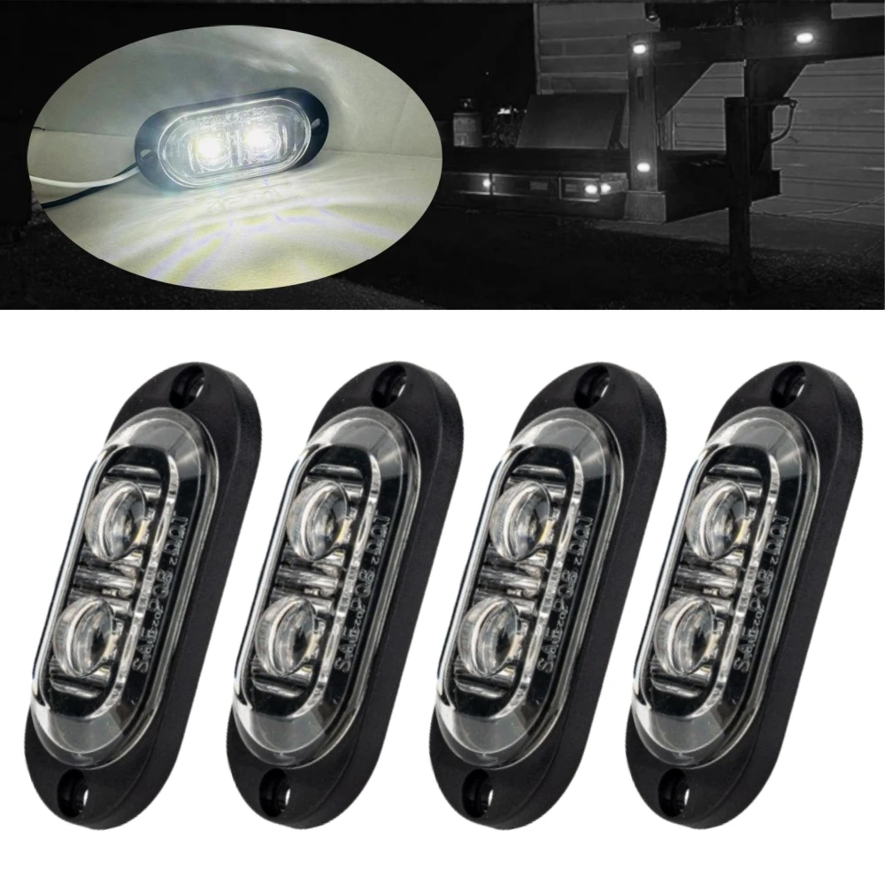 4PCS LED Marker White LED Boat Trailer Lights 2LED Clearance Lights Assembly LED Light Truck 24v 12v Tail Lights