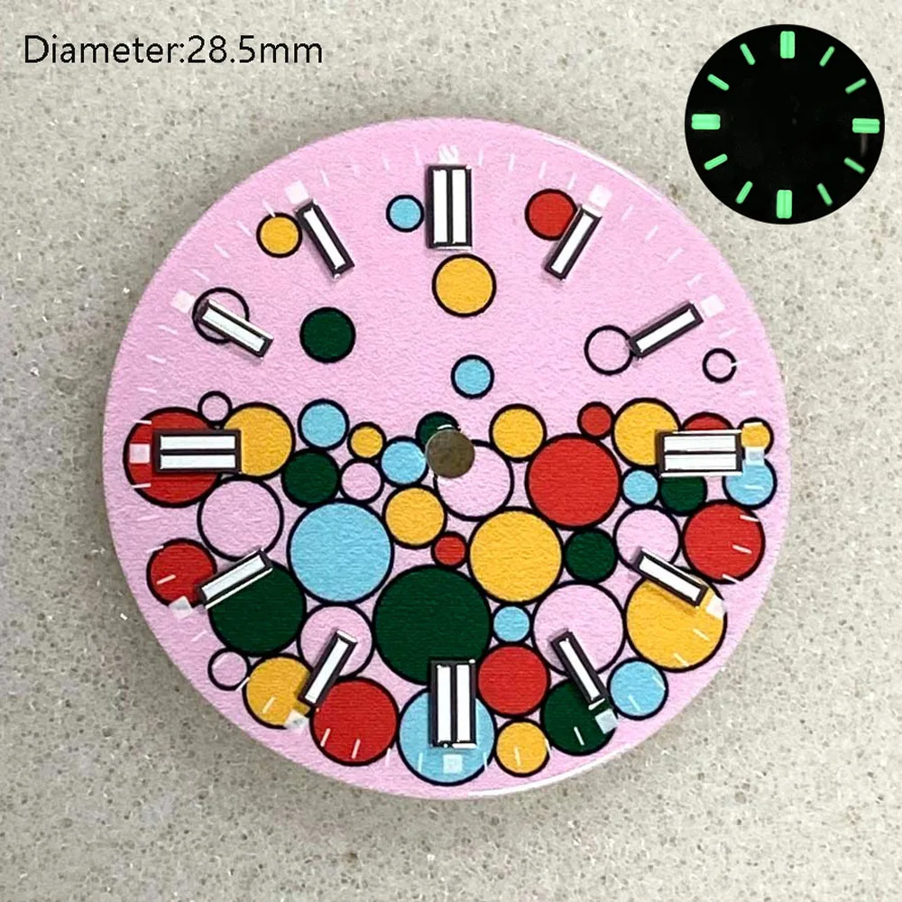 28.5mm NH35 dial pink yellow bubble dial NH35 oysterper case with stainless steel bracelet for NH35 automatic movement watchmods