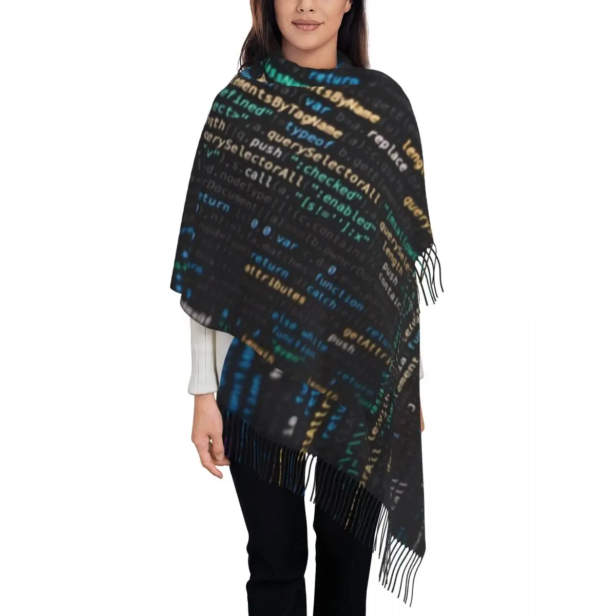 Custom Printed Computer Programmer Programming Code Scarf Women Men Winter Warm Scarves Science Hacker Coder Shawl Wrap