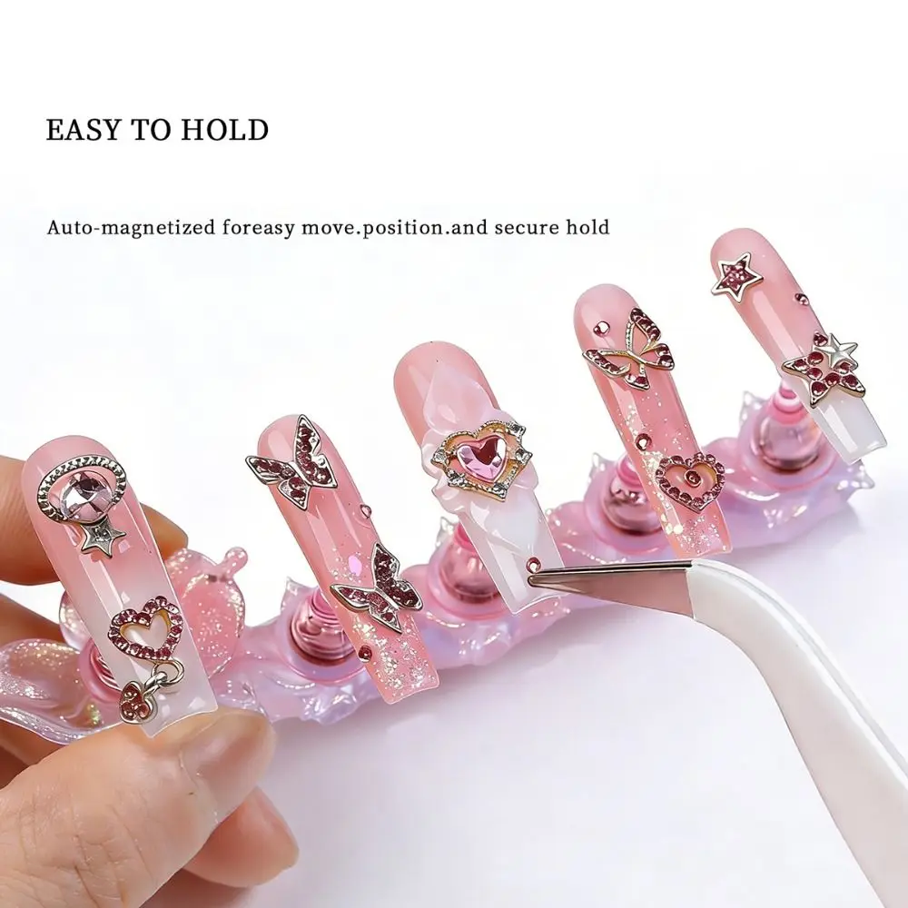 

Aurora Butterfly Magnetic Nail Holder Ice Clear Base Flower Pattern Magnetic Nail Stand Gel Nail Polish Nail Tip Display Tool