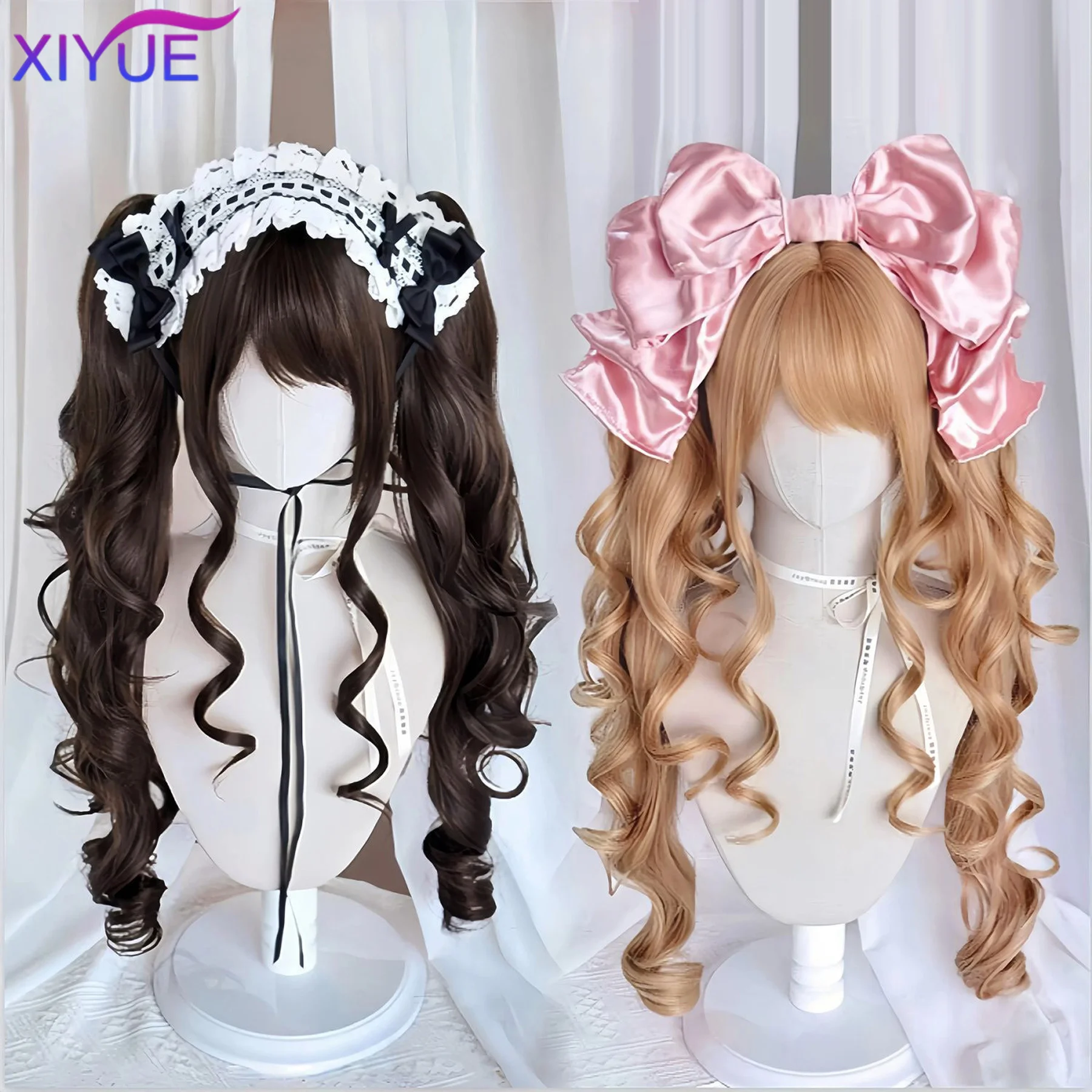 合成プリンセスカットダブルポニーテールロリータウィッグ前髪ガール
