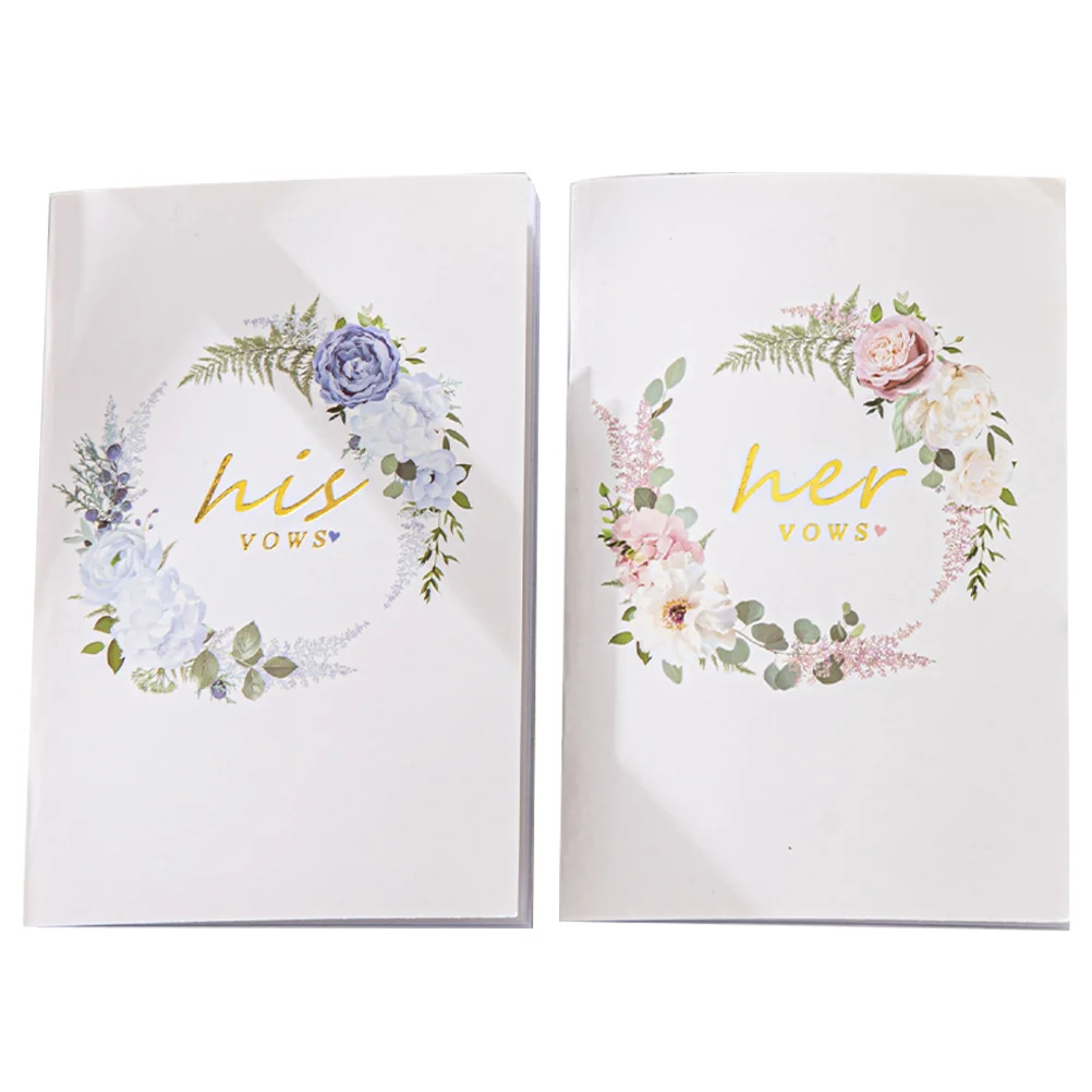 2 Pcs Wedding Vows Book Books for Day The Notebook Register His and Hers Gifts Paper Bride Keepsake Bridegroom Baby Favours