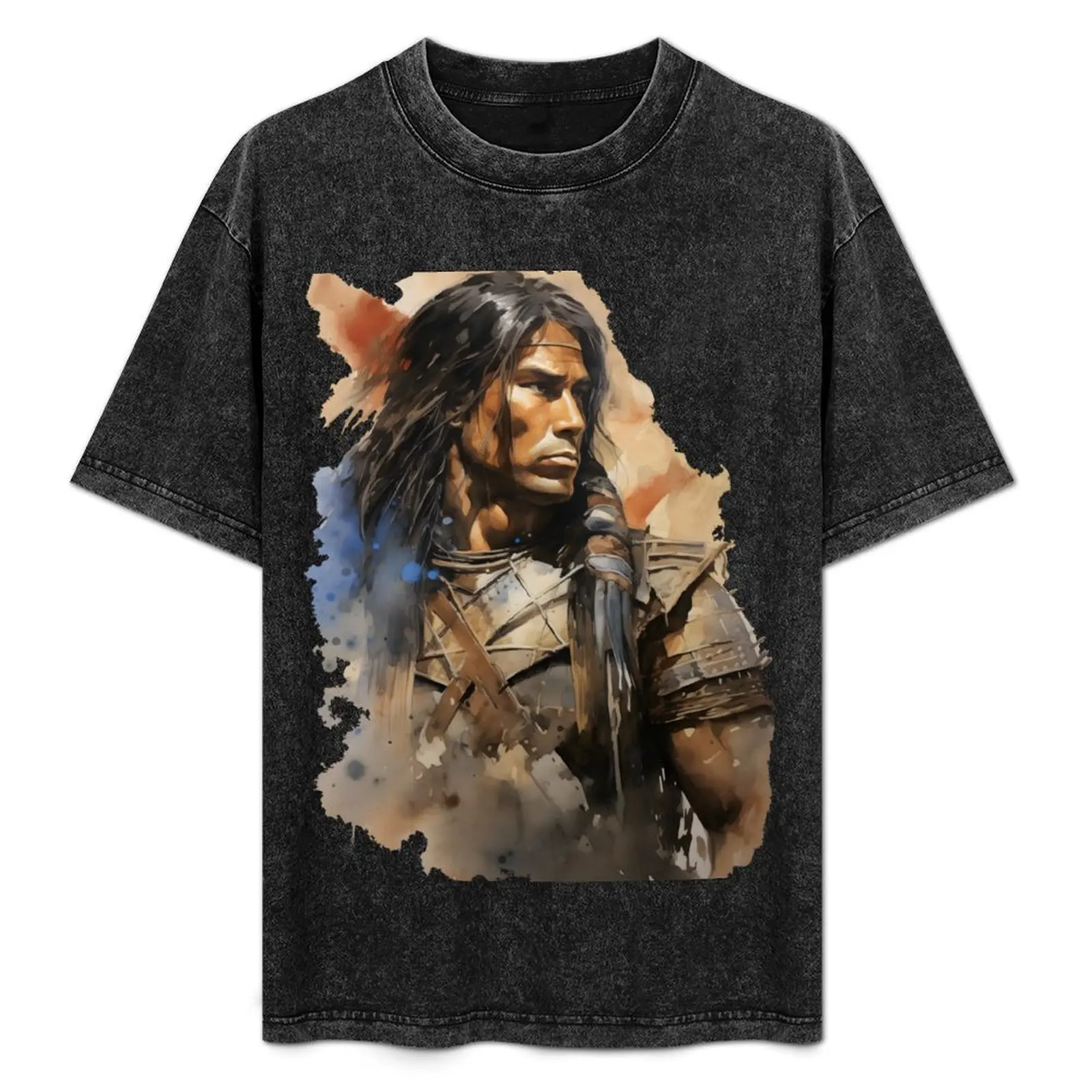 

The Idealized Native American: A Realistic Fantasy Watercolor Portrait T-Shirt sports fans mens t shirts casual stylish