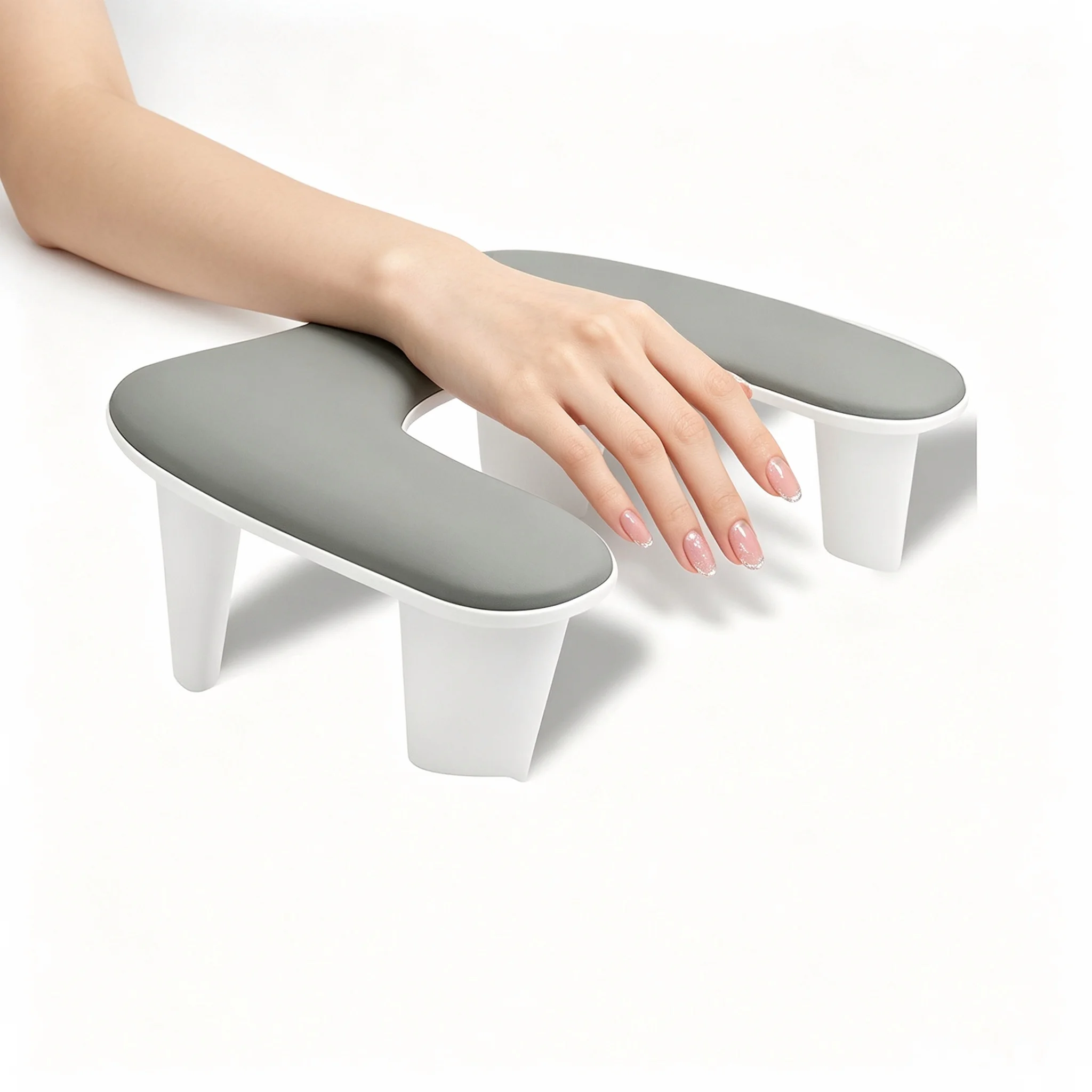 U-Shaped PU Handheld,Conforms To Ergonomics Nail Care Nap Pillow Pad,  Portable  Detachable Stand, Tilted Design Stable Base