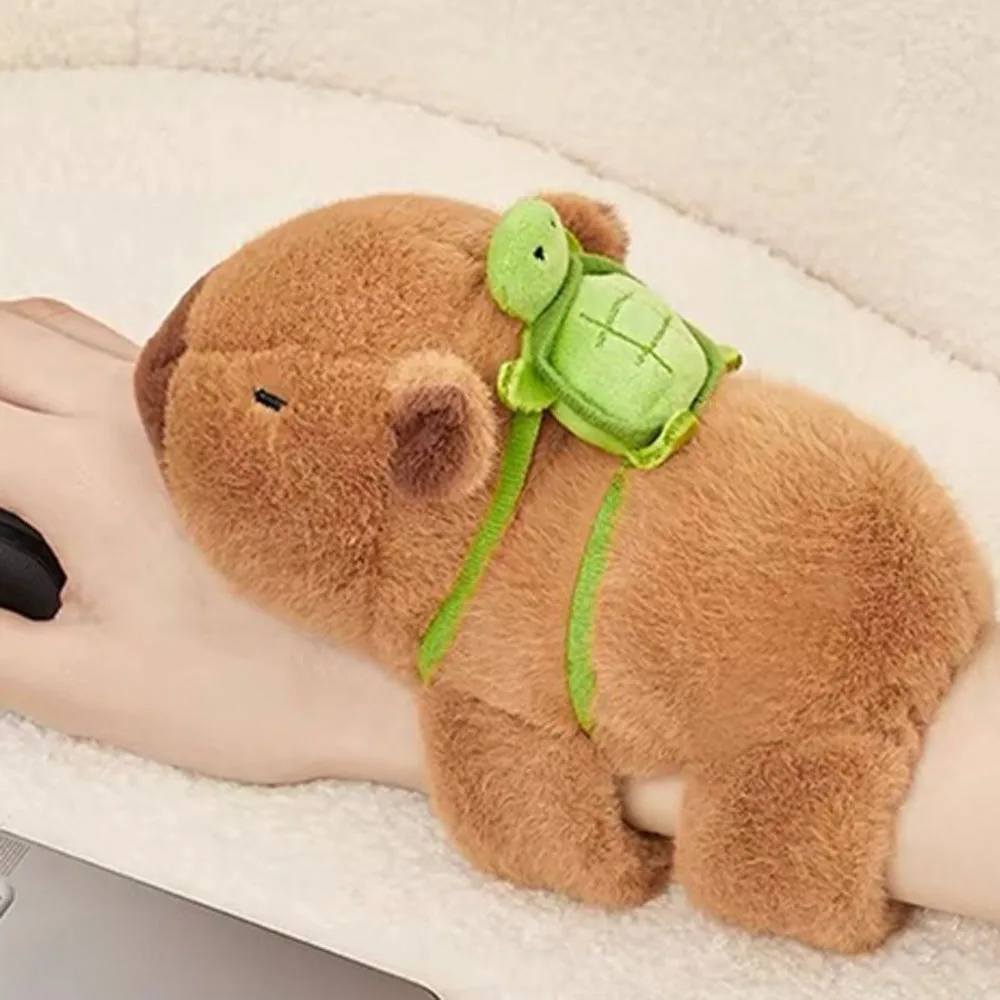 2 Stück süßer Capybara-Plüsch-Papa-Ring, weiches, mit Polyesterfaser gefülltes Tierspielzeug mit flauschiger Textur, flexibles Armband für alle Rassen