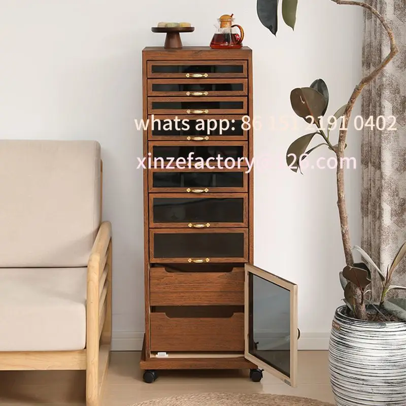 

Customizable Solid Wood Office Tea Cabinet Dental Cabinet Drawer Storage Sideboard Small Home Locker
