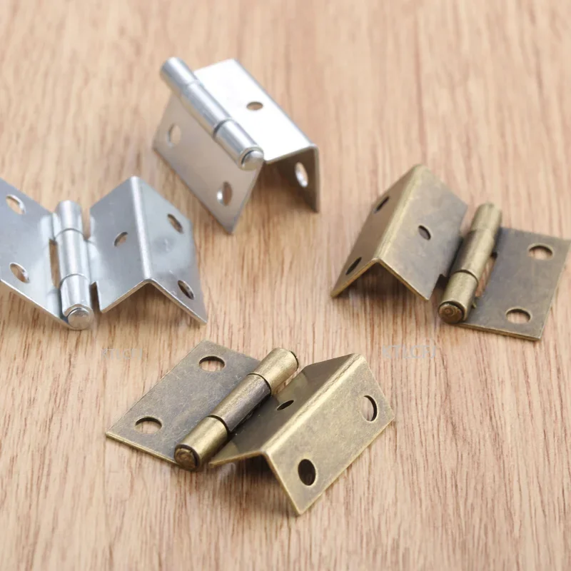 1Pc Silver 44mm Cabinet Door Luggage Furniture Decoration Hinge Jewelry Wooden Box Suitcase Vintage 6 Holes Three-Folding Hinges