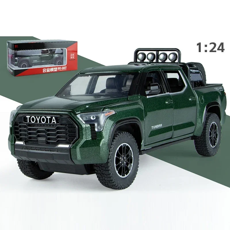 1:24 Toyatas Tundra Alloy Car Model Metal Diecast Toy Vehicle Pull Back Sound And Light Simulation Cars Toys For Kid Boys Gift