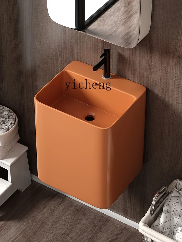 Small Apartment Deepening Ceramic Wall-Hung Basin Wall-Mounted Wash Basin Balcony Bathroom Wall-Mounted Hanging Basin