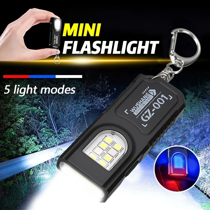 

Мини-брелок-фонарик с магнитом, перезаряжаемый многофункциональный фонарик, портативный фонарик с зажимом, водонепроницаемый светильник для кемпинга