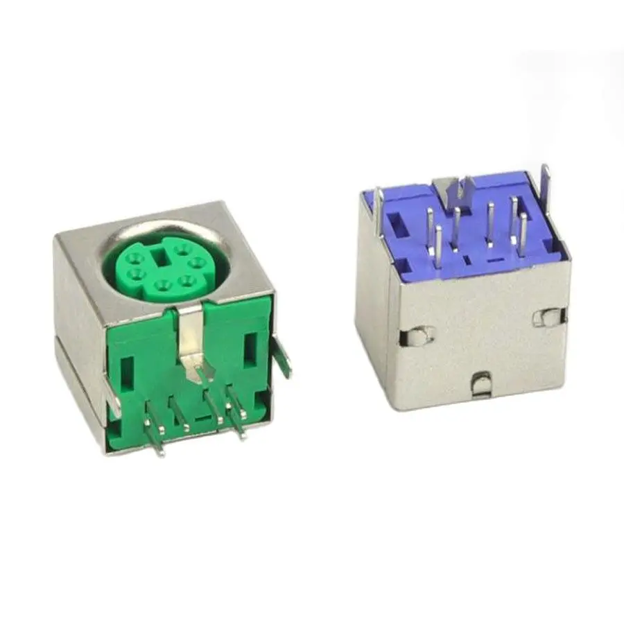 1pcs PS2 MD6 Female Cable jack Connector For Keyboard Mouse Green Purple