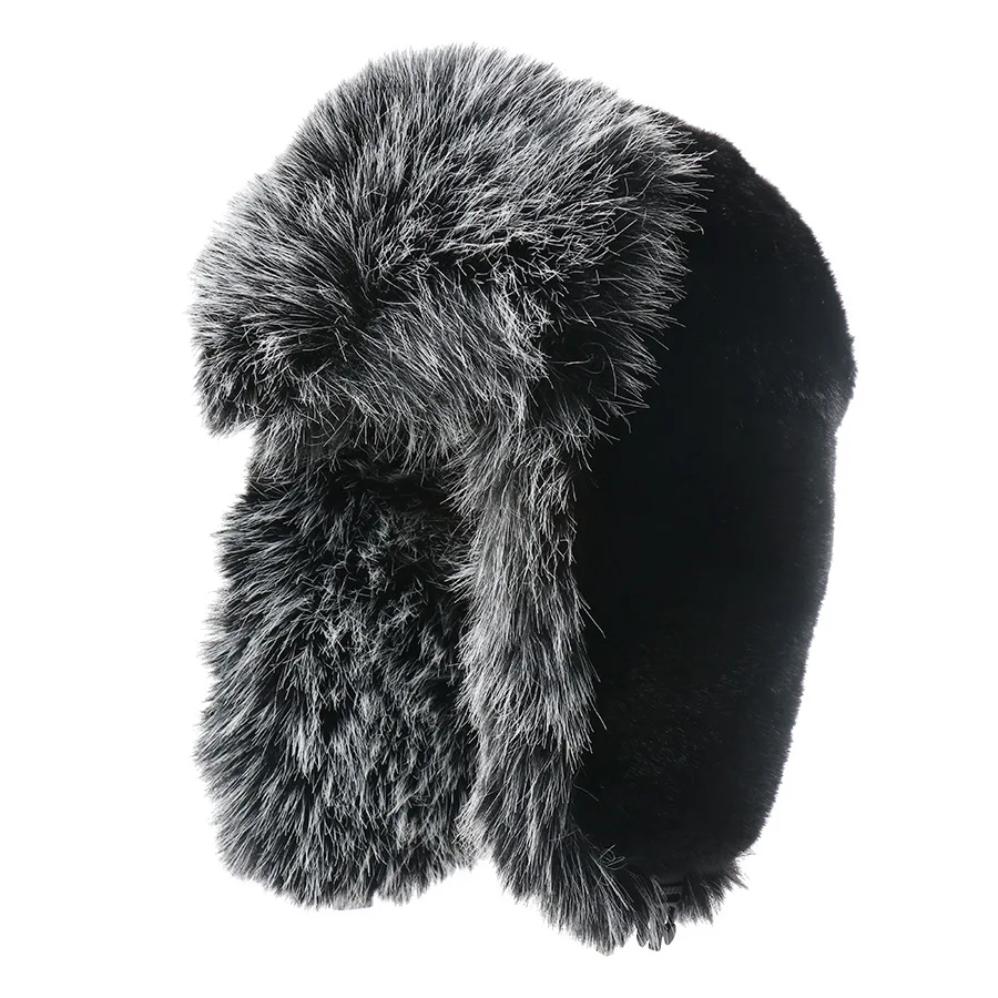 Men Women Plush Trapper Hat, Fleece‑Lined Thick Long‑Fur Ear Flap Warm Cap For Northeast Winter Skiing Outdoor