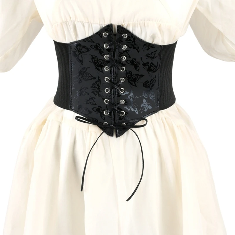 Y166 impressão rendas até espartilho vintage bustier espartilho cinto teaparty traje cincher cintos