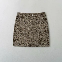 2024 Spring/Summer New Women's Fashion and Elegance Retro High Waist Wrapped Hip Leopard Pattern Half skirt