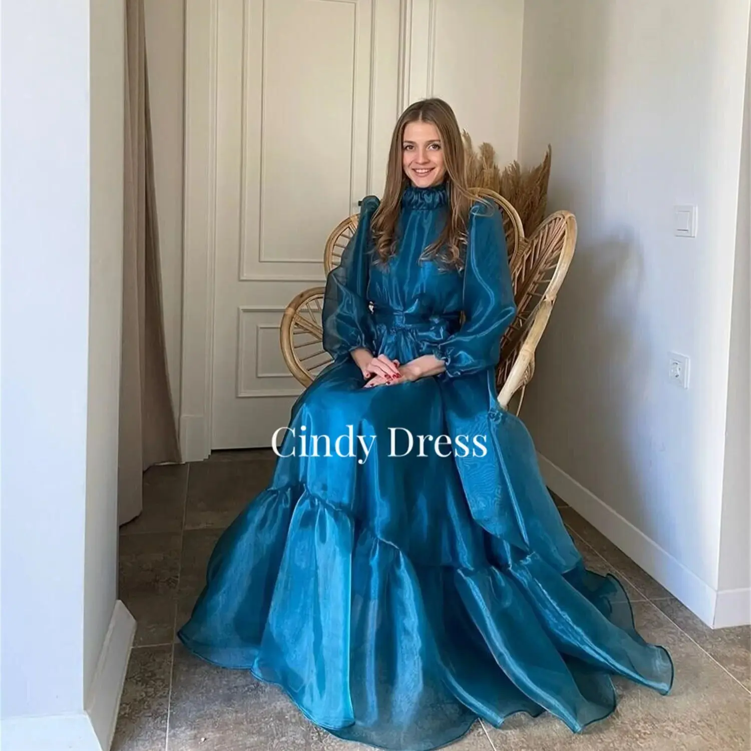 

Cindy Organza Dance Layered Puff Sleeves Elegant Evening Dresses 2024 Luxury Sharon Said Royal Engagement Dress Es Ball Gowns