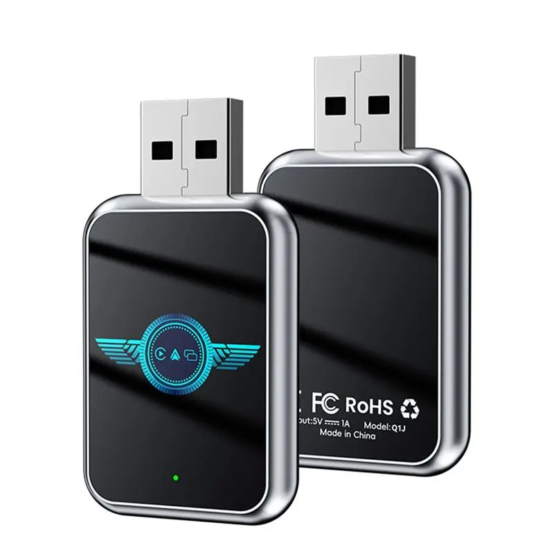 A31T Wireless Carplay 3 in 1 USB Dongle Adapter, Bluetooth+ WiFi Wired to Wireless Android Auto Mirror Link, Metal