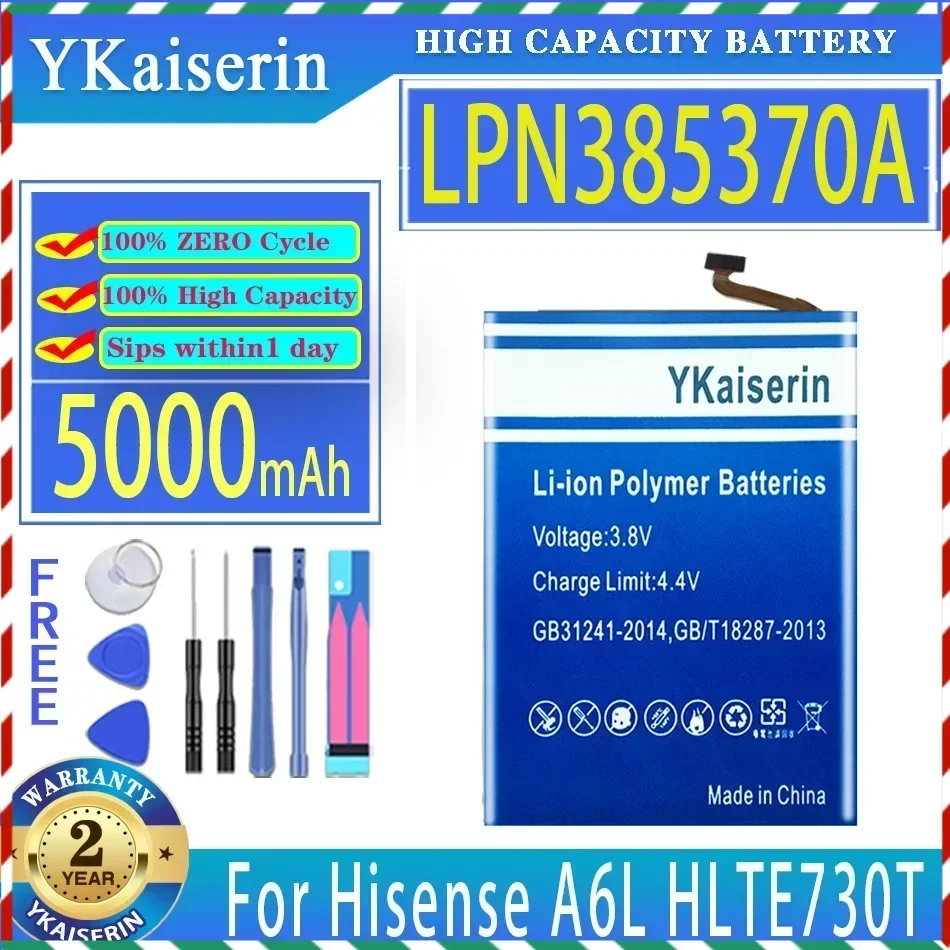 

Сменный аккумулятор YKaiserin 5000 мАч LPN 385370 A для аккумуляторов мобильных телефонов Hisense A6L HLTE730T