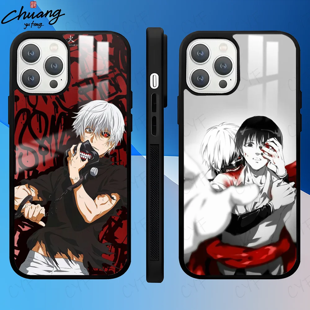 T-Tokyo Ghoul Kaneki Ken Comics Phone Case For 11 12 13 14 15 16Pro Max mini Plus Frosted mirror Phone Cover