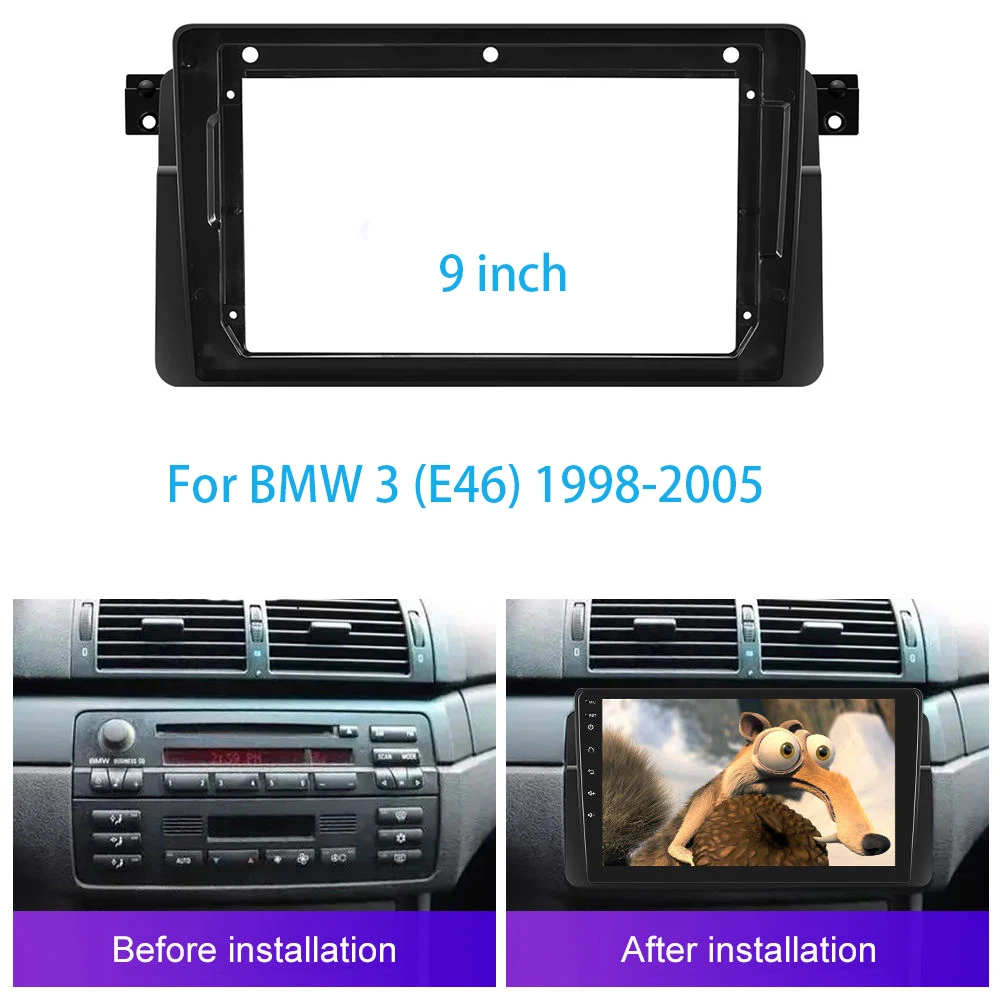 

Car Radio Fascia Fit For BMW 3 Series E46 1998-2006 9 Inch Fit Android Player Frame Adapter Cover Stereo Panel Trim Kit