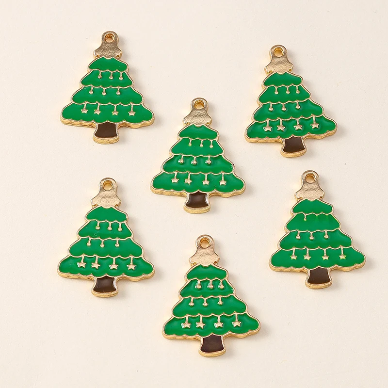 

20pcs 19x25mm Cute Enamel Christmas Tree Charms Pendants for Jewelry Making Drop Earrings Necklaces DIY Crafts Accessories