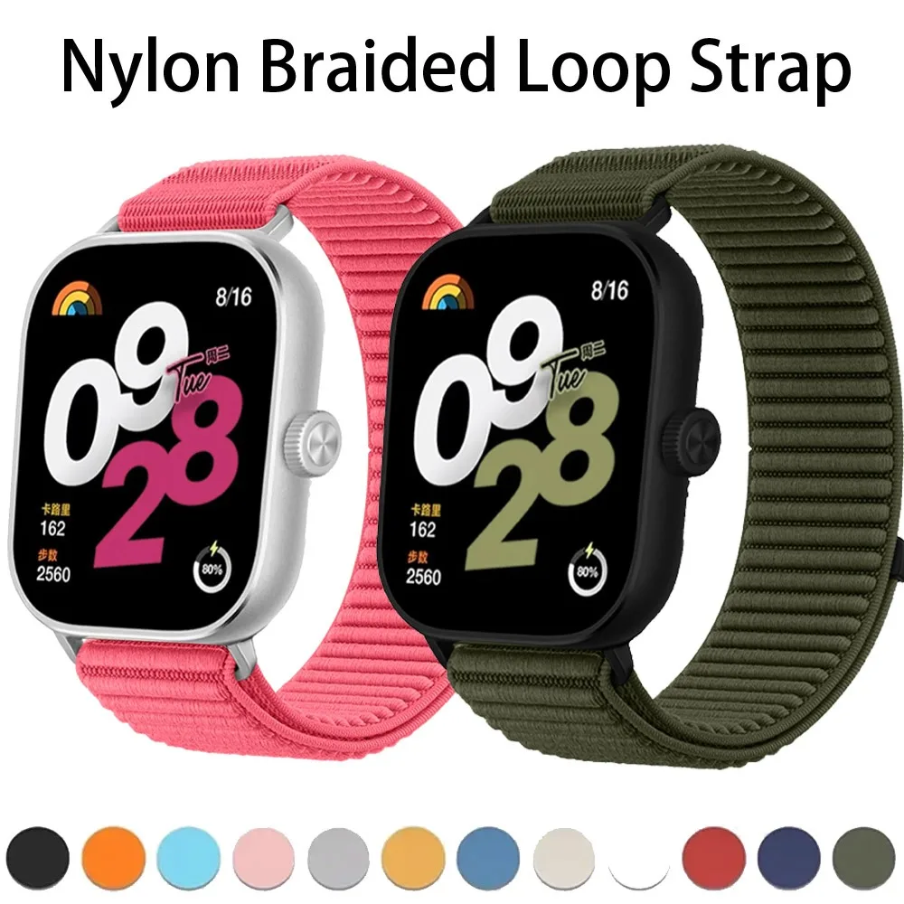 Nylon Geflochtenes Schlaufenarmband für Redmi Watch 6 5 4 Metallverschluss Atmungsaktives Armband Austauschbar für Xiaomi Mi Band 9/8 Pro Zubehör