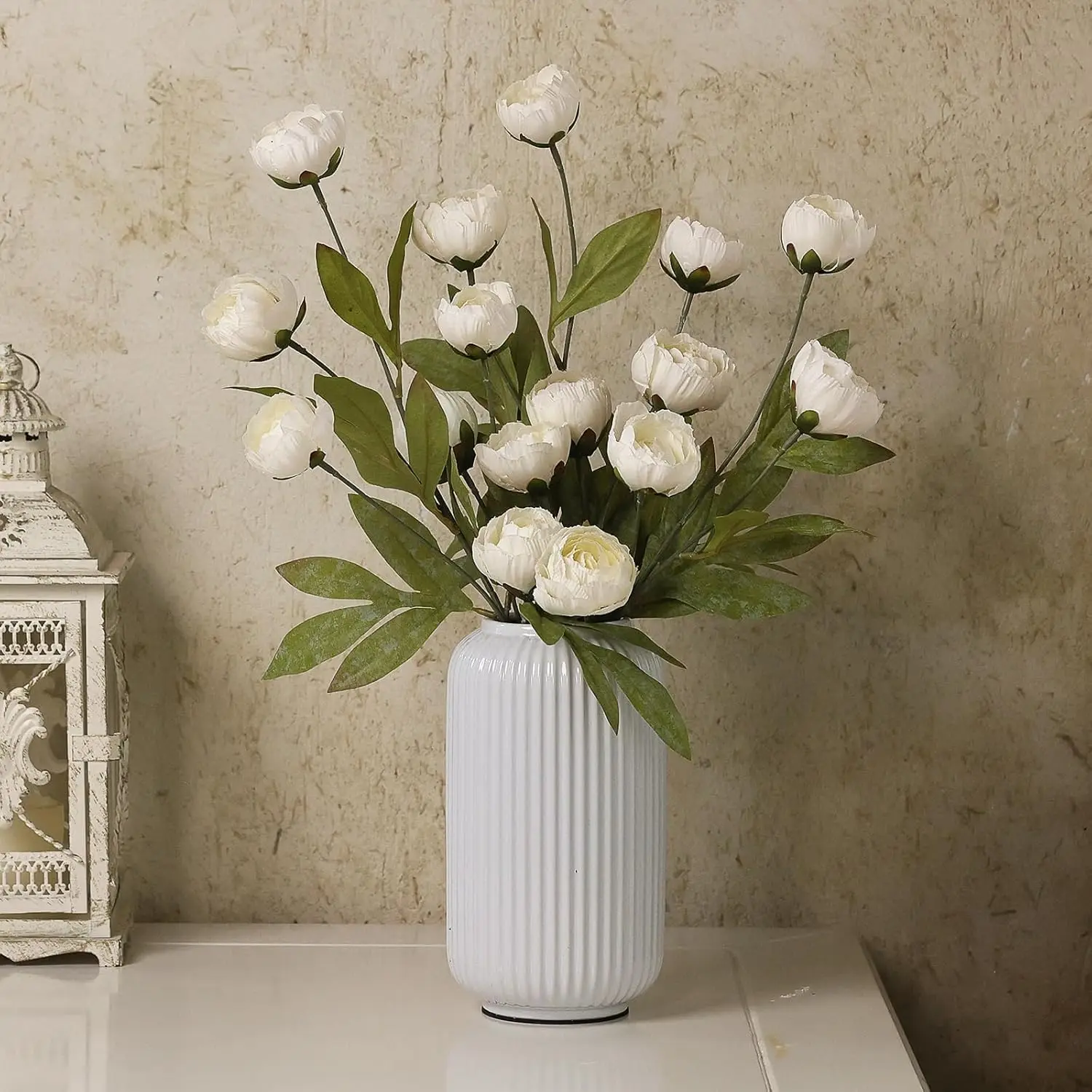 Künstliche Blumen, Seiden-Pfingstrosen, weißer Brautstrauß, Hochzeitstisch, Partyvase, Festival, Heimdekoration, Zimmerdeko, Gartenaccessoire, DIY-Geschenke – Detail 1