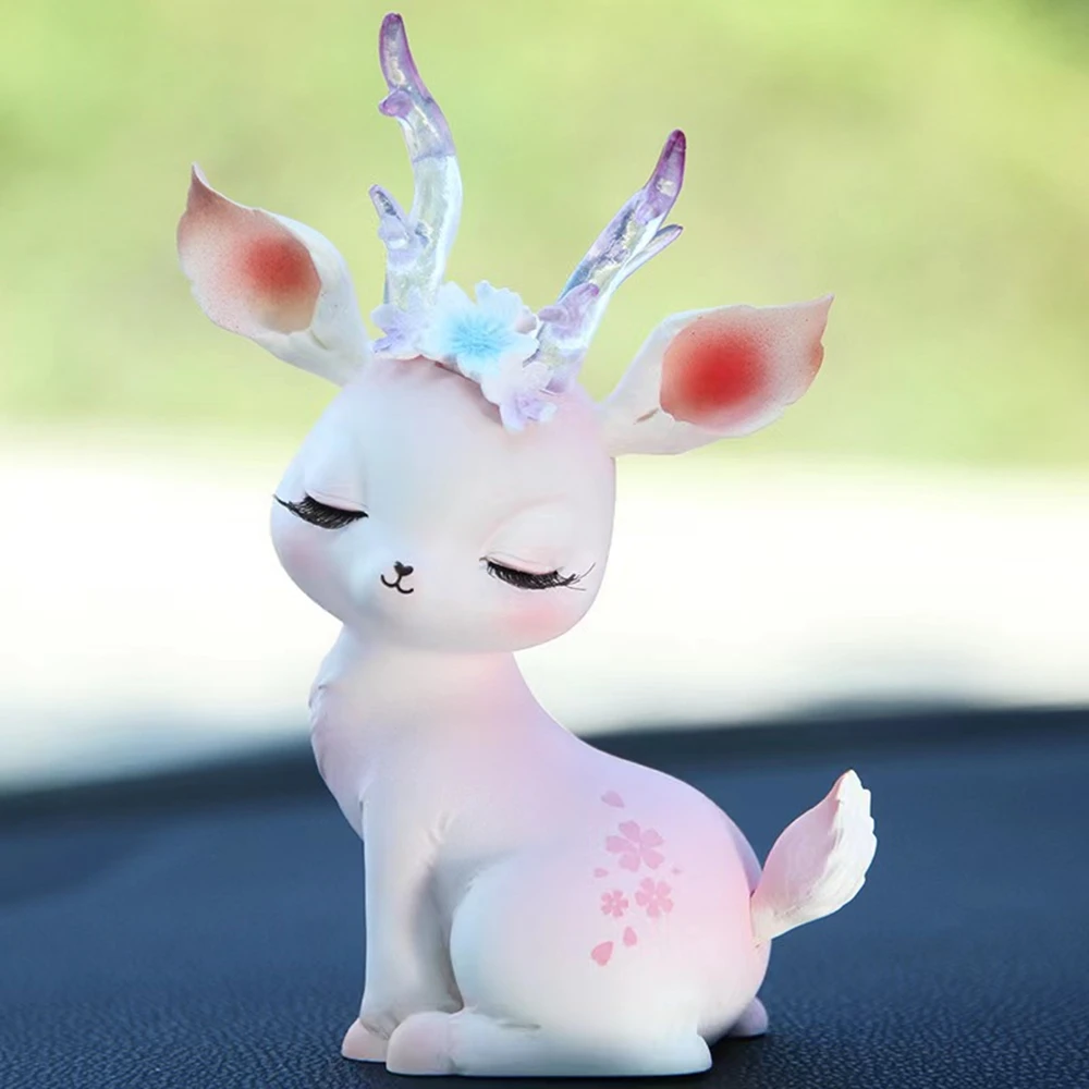 10cm פאון צלמיות פסל שרף תינוק צבי לנער Bobblehead בובת פיסול קישוט חג המולד מתנה ורוד שינה צבי עוגת דקור