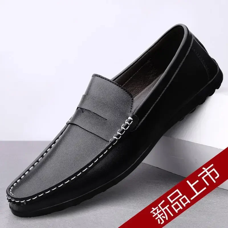 Moccasins Men's Shoes 2024 Spring and Summer Luxury Leather Shoes Breathable Authentic Leather Loafers Business