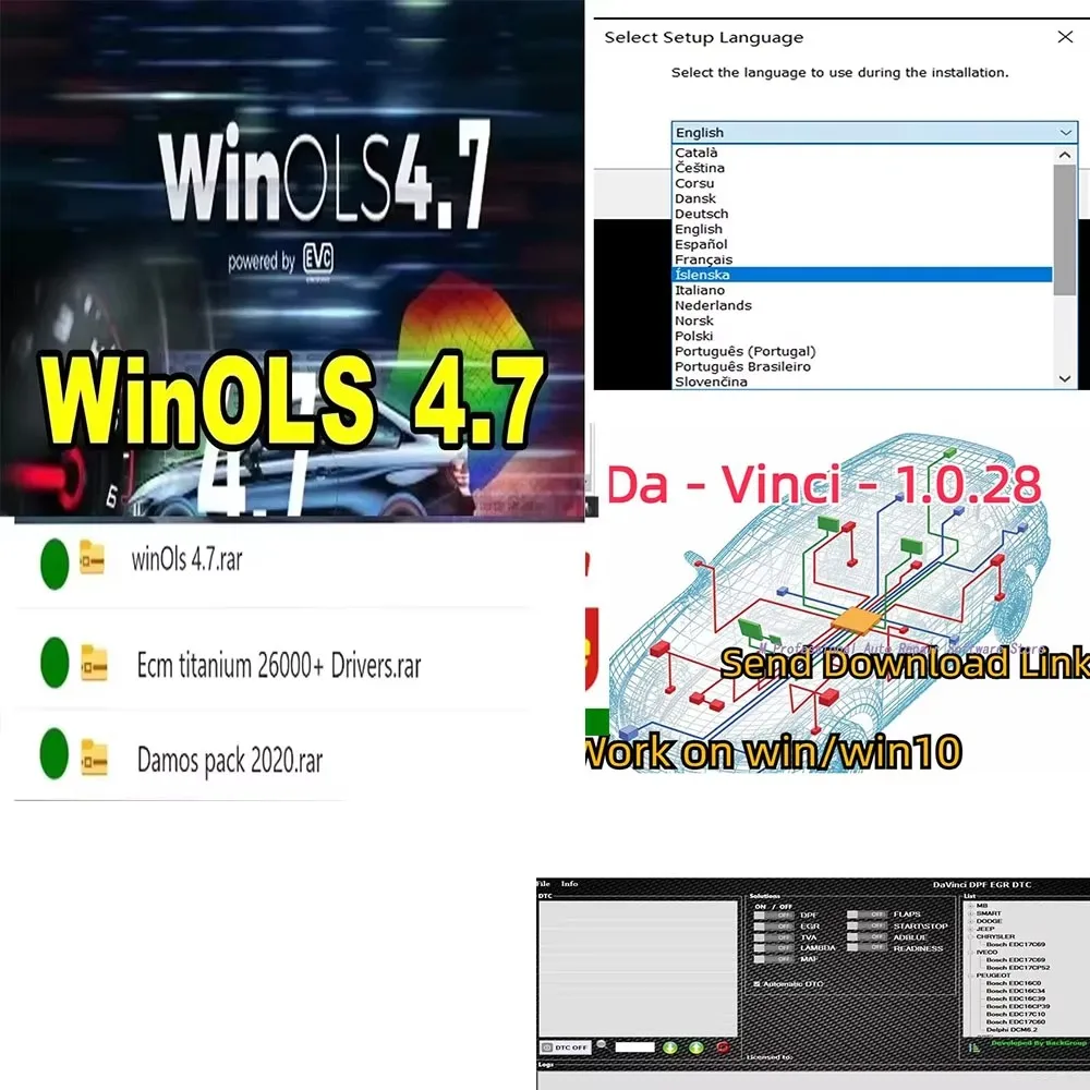 

Da Vinci 1.0.28+Winols 4.7 latest version software repair diagnosis and activate infinite use easy to and run video tutorial