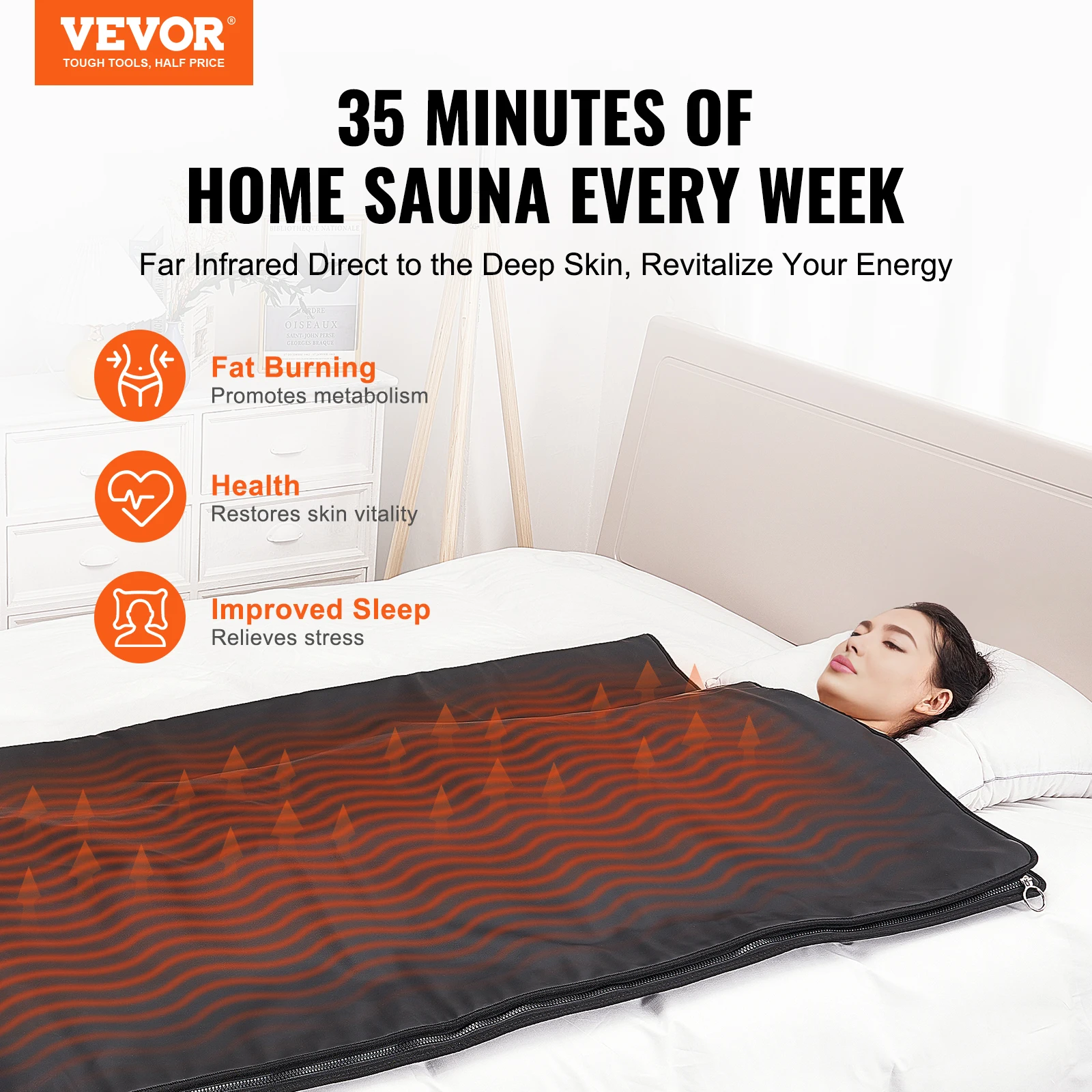 VEVOR Sauna Blanket for Detoxification Portable Far Infrared Sauna For Home Relaxation Adjustable Temprature Minutes Timer