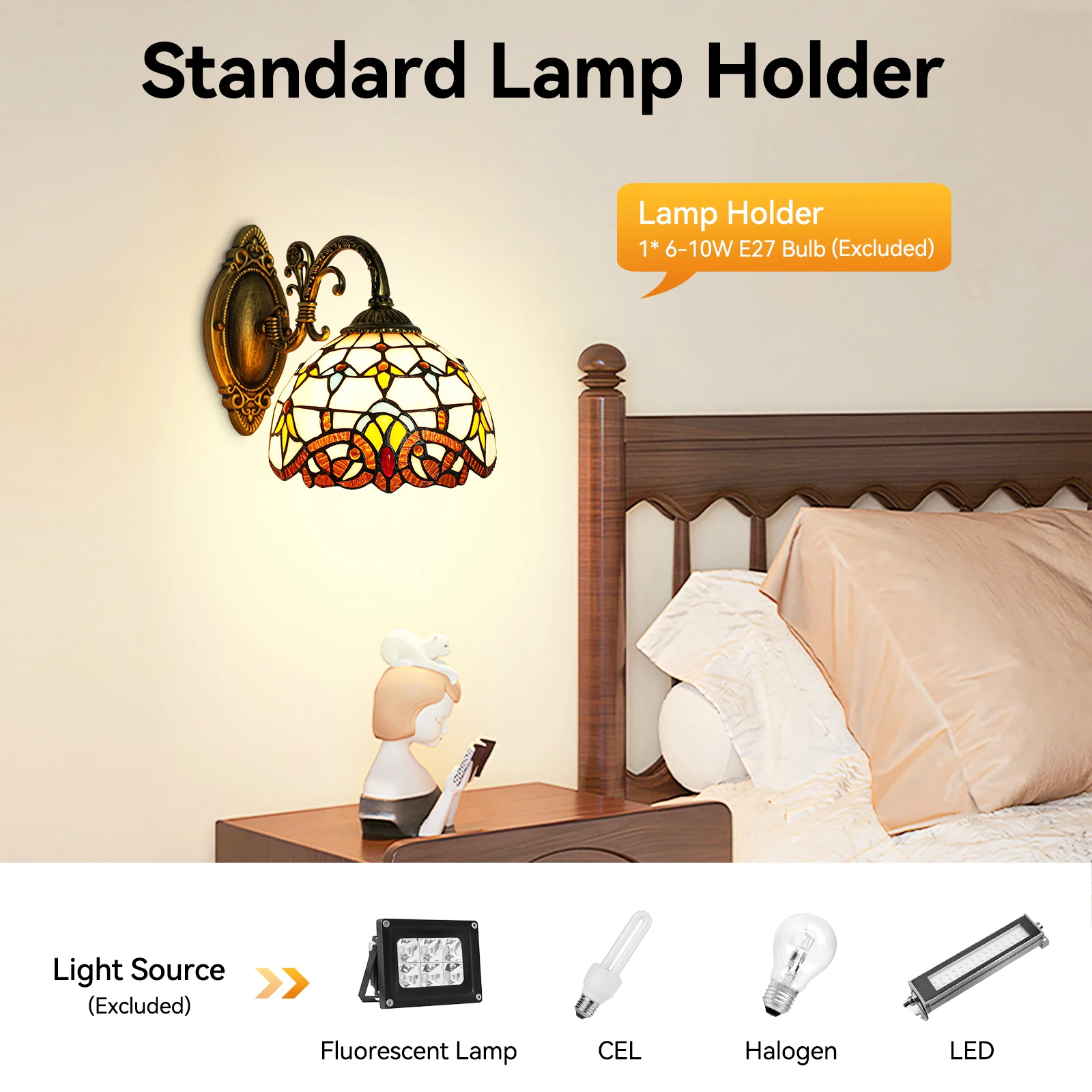 

Настенный светильник 6-10 Вт, стеклянная фурнитура, стиль барокко, размер абажура 20*14 см, высота 25 см, напряжение 220 В, декоративный настенный светильник