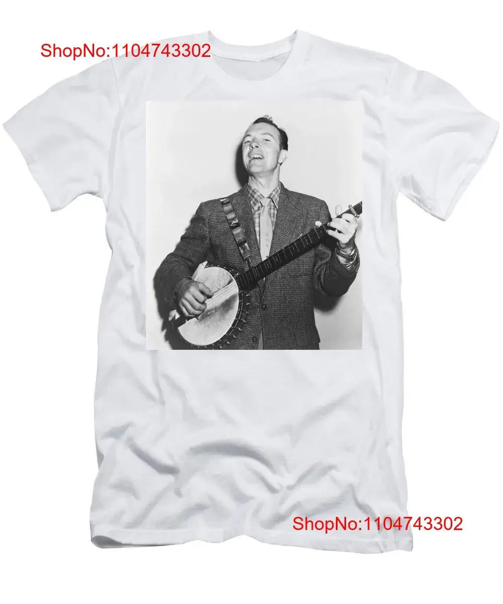 Camiseta de música folclórica Pete Seeger canciones americanas para niños a 89 años vintage lavado estirado Casual homme Top para uso diario