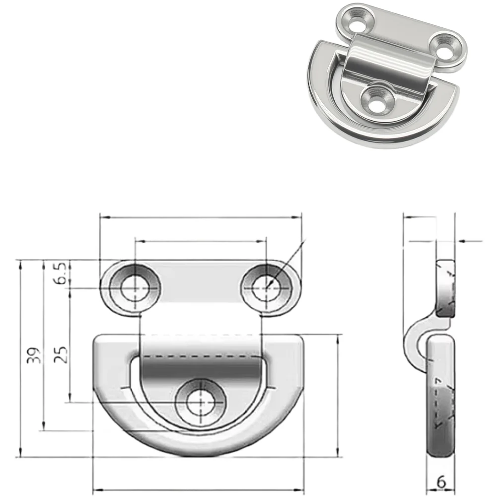 

D Ring Handle Made of 304 316 Stainless Steel for Marine Rope Cleats Heavy Duty Yacht Boat Cabinet Applications