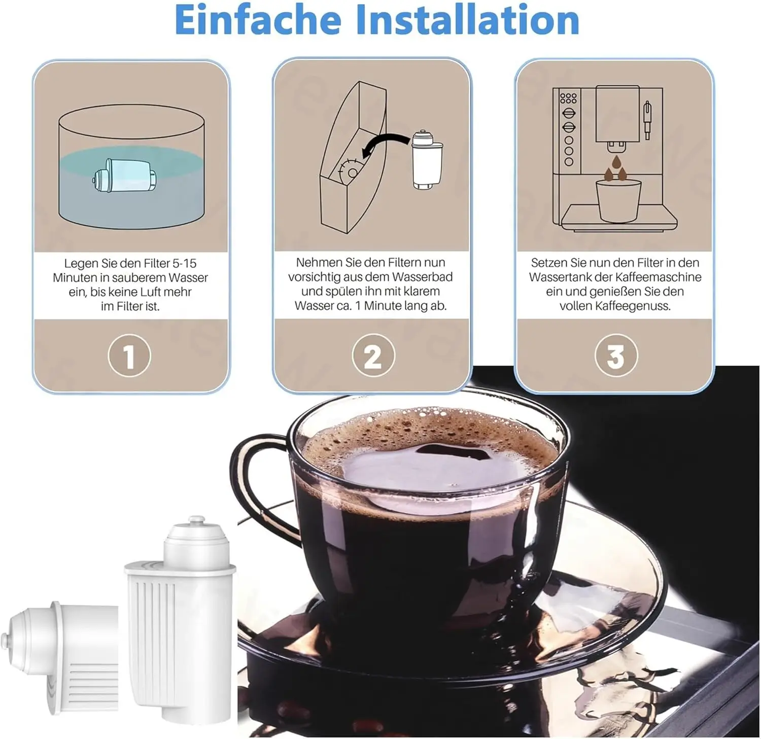 Espresso Water Filter Ion Exchange Anti-Limescale NSF for Bosch Siemens EQ.6 EQ.9 EQ500 EQ700 TCZ7003 TZ70003 BPA Free 2 Pack