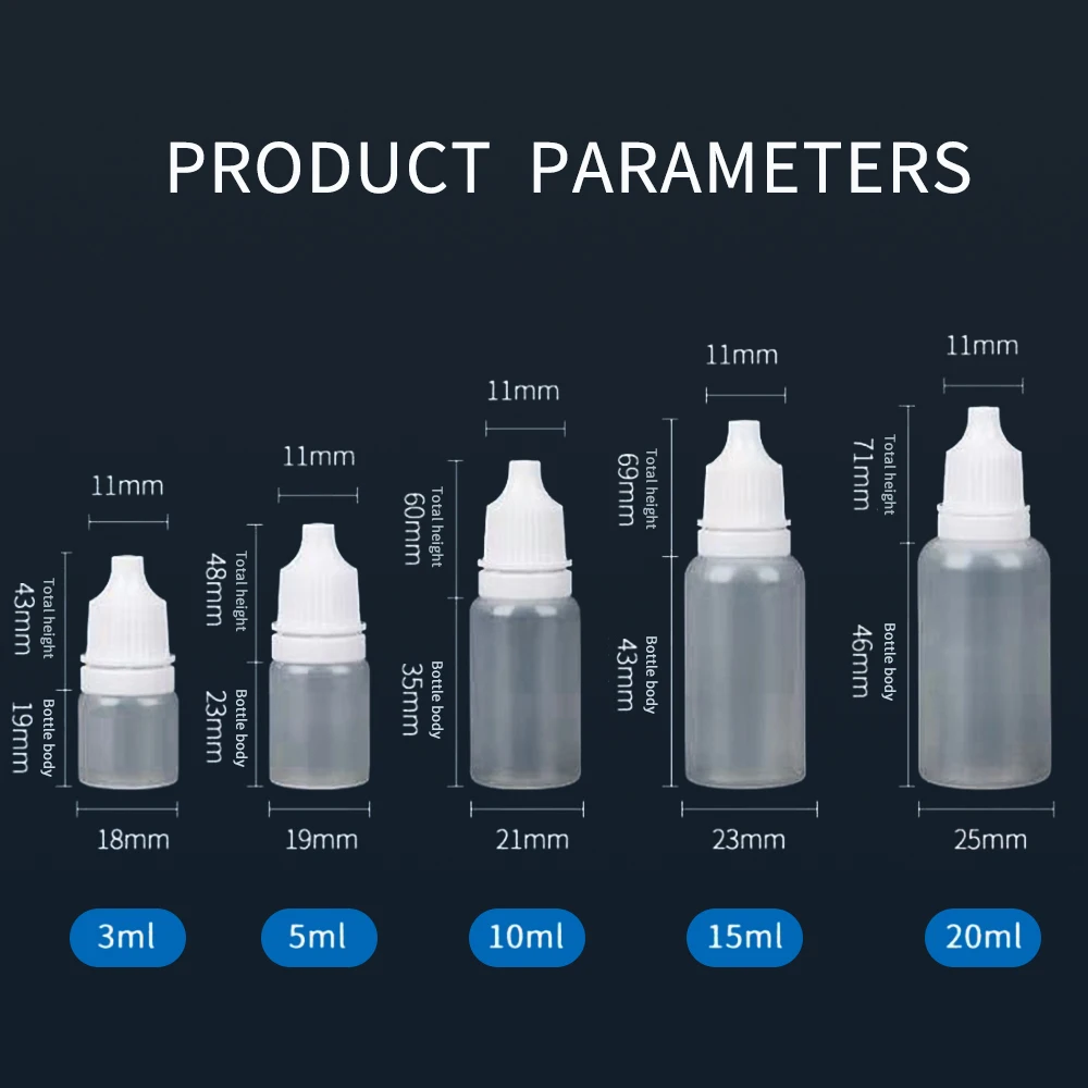 5 Stück 3ML/5ML/10ML/15ML/20ML/30ML/50ML Großhandel Augentropfenfläschchen Nachfüllbare Leere Plastik-Quetschflaschen für Reisen und Farben – Detail 9