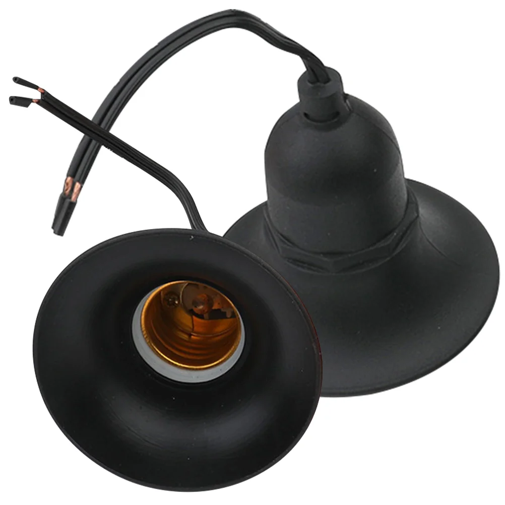 

2 Pcs Light Covers Waterproof Lamp Holder Socket Bulb with Cord Soft Rubber Black Outdoor