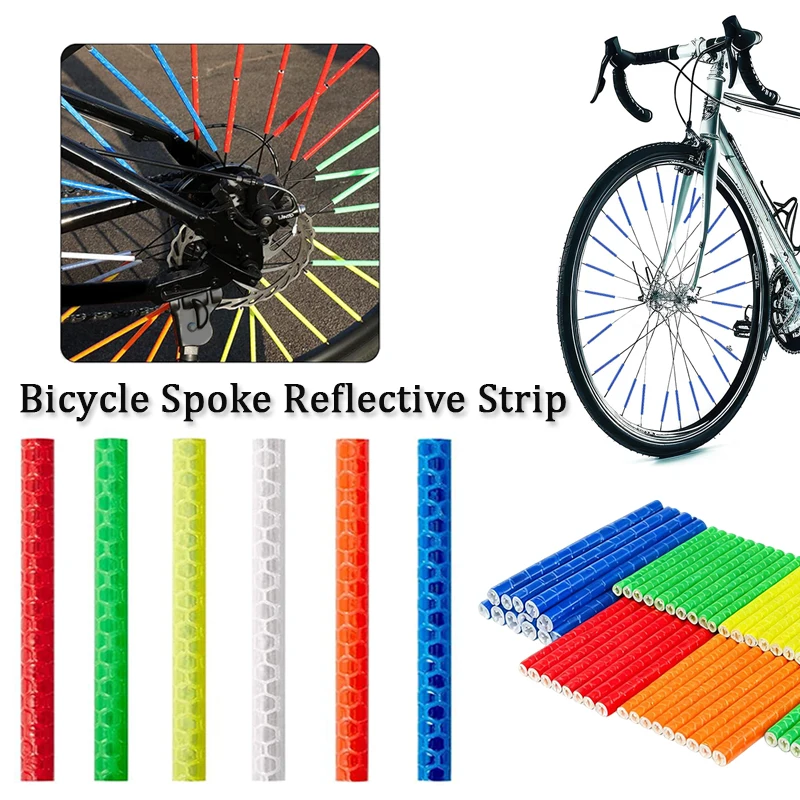 

48/24/12PCS Bicycle Wheel Spokes Reflective Sticker Tube Strip Warning Light DIY 7.5cm Cycling Reflector Reflective Safety Kit