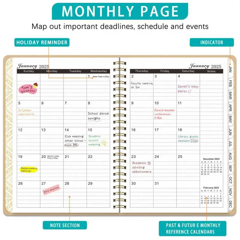 2025 Planner Weekly Monthly Calendar Planner Book Weekly To Do List Notebook Monthly Organizer A5 Weekly Planner Notebook For