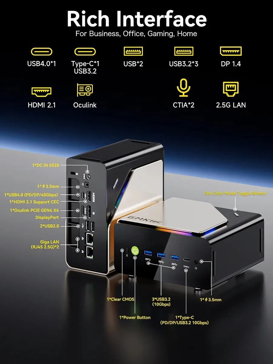 GMKtec EVO-T1 Mini PC Intel Ultra 9 285H 64GB RAM