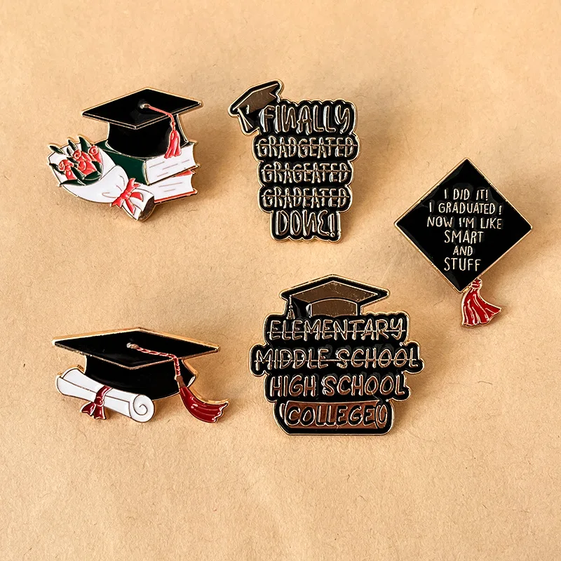 Creative Graduation Gift Metal Enamel Brooch Clip Fashion Book Hat Flower Badge Men Women Clothing Pin Fashion Jewelry Accessori