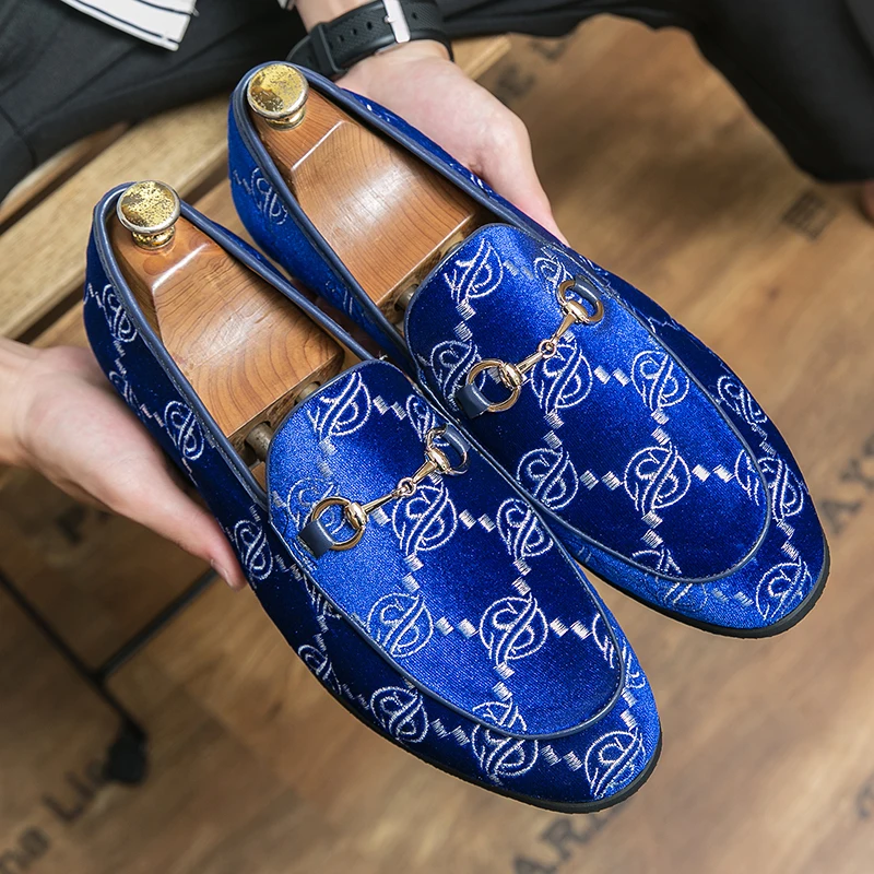 

Luxury Blue Men's Loafers Shoes Big Size 38-47 Casual Men Suede Leather Shoes Designer Wedding Dress Shoes Men Flats Moccasins