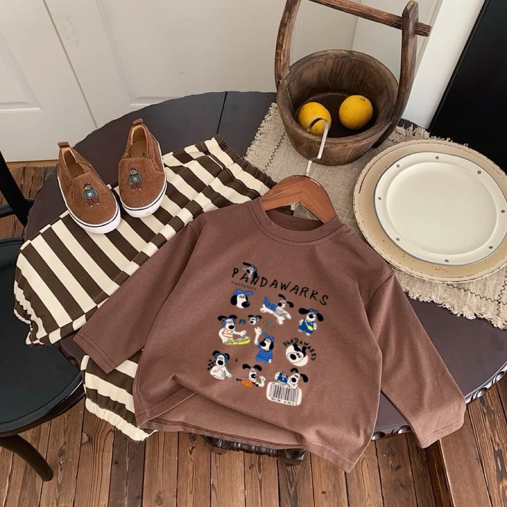Long Sleeve Cartoon Full Print TShirt Baby Boys Little Dog Tees Children's Fashion Casual Clothes Round Neck Bottoming Shirt view 2