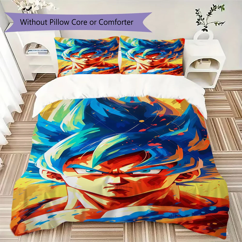 Dragon Ball Super 3pcs Bedding Set, Duvet Cover with 2 Pillowcases, Digital Printed, No Insert, Gift -HYQ10