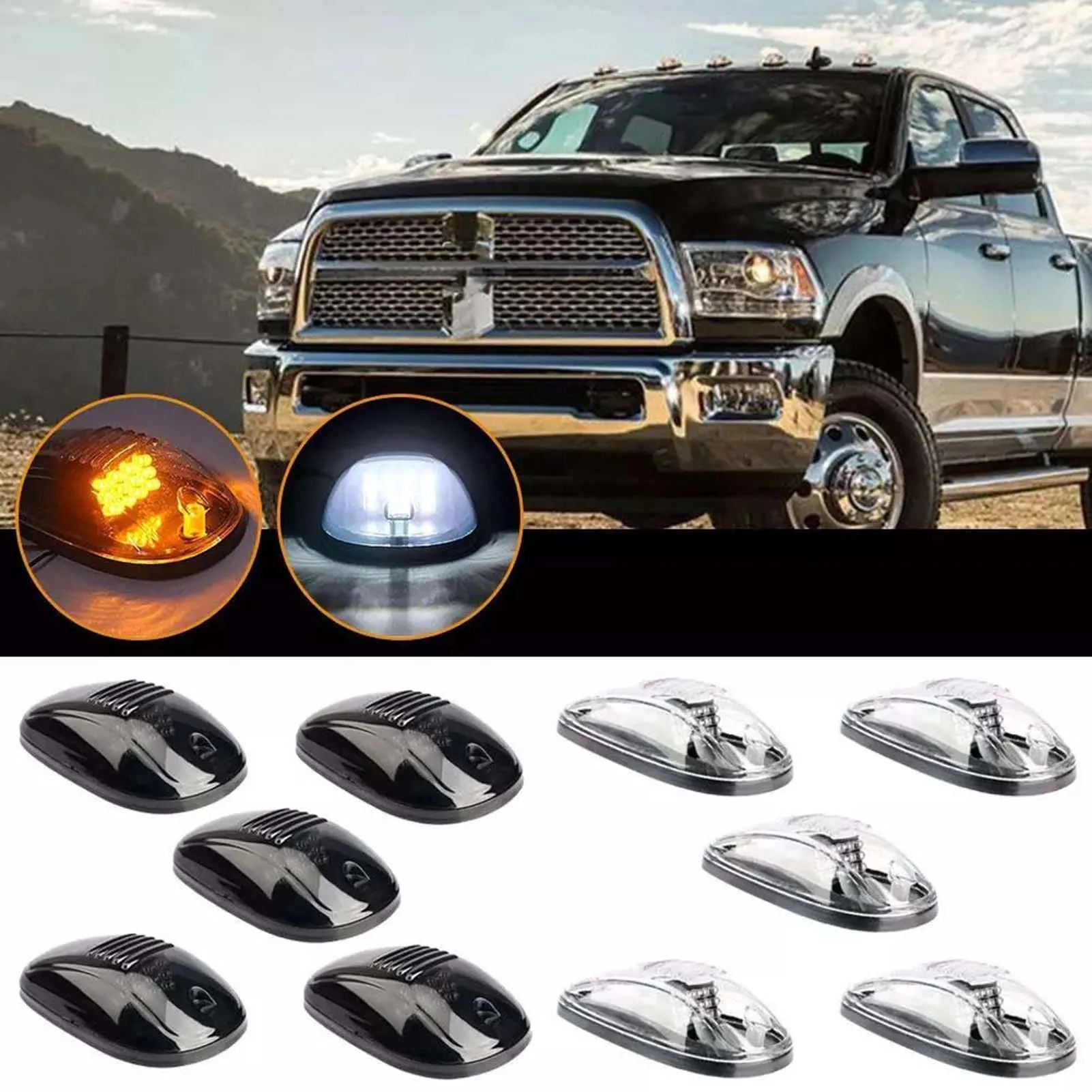 Universal Car Led Roof Lights RAM Lamp for Pickup Truck Roof Mouse Light Suitable for Pickups Trucks EIG88