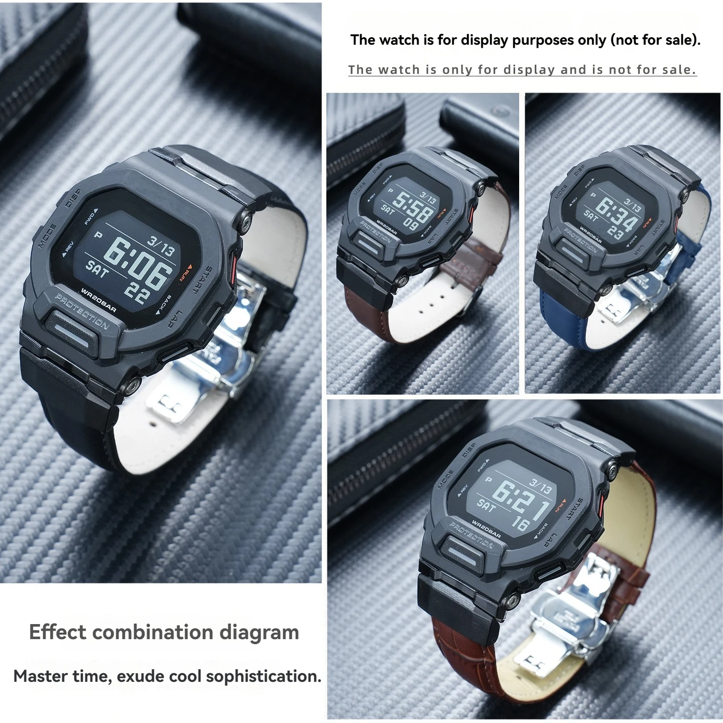Suitable for Casio modified and upgraded first layer cowhide GBD-200-1A/2/GBD-200SM black gold convex watch with accessories