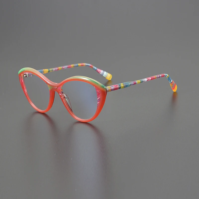 Niche artsy cat-eye fashion glasses frame retro designer personality patchwork color party casual color-changing optical glasses