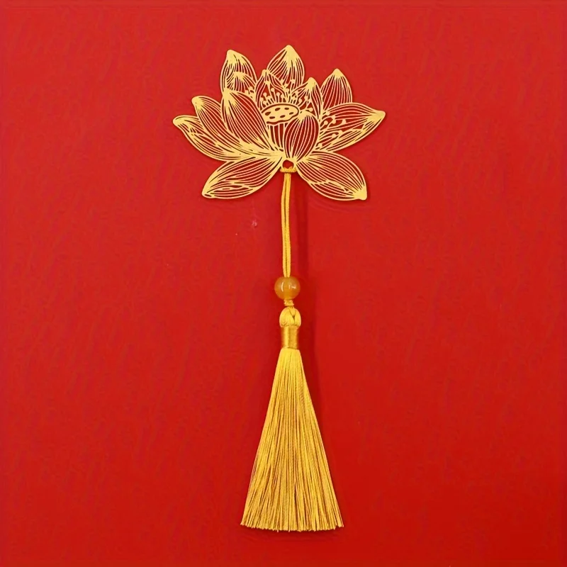 Exquisite Chinese Stationery Vintage Metal Bookmarks Random 2, Hollow Ginkgo Leaf Maple Leaf Lotus Bookmarks Gift