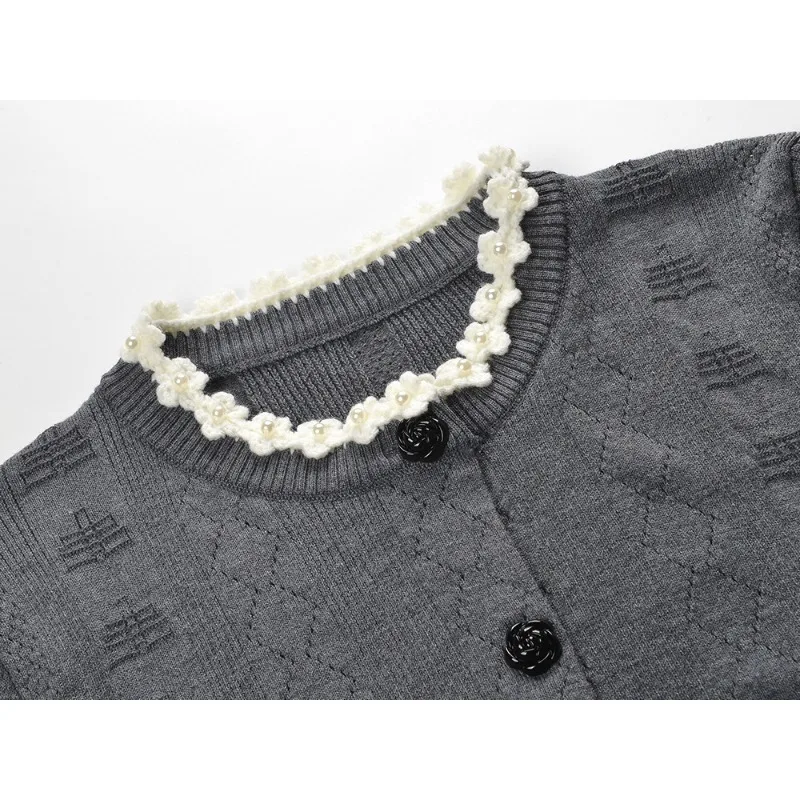 Autumn New Lace Knit Cardigan Tank Top Skirt Three-Piece Set Women's Slim Skirt Sets Suit  Y2k Skirts Outfits for Women Trendy